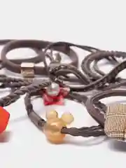 Коричневый резинки для волос с камнями, кольцами, бантами, 12 и 16 штук / Набор резинок