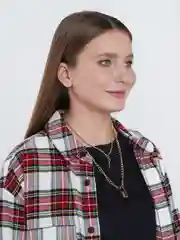 Золотой двухслойная цепь с подвесками "Замок и ключ"