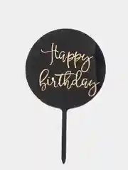 Черный топпер "Happy Birthday"