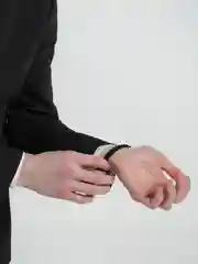 Серебряный мужская цепь на руку,облегченная цепочка/Браслет двухцветный, безразмерный,двойной