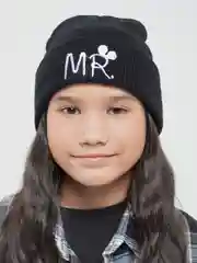 Угольный детская хлопковая вязанная шапка "MR и MRS Mickey" для мальчиков и девочек