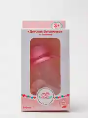 Бутылочка Рома+Машка с ручками, широким горлышком и силиконовой соломинкой 240 мл розовая