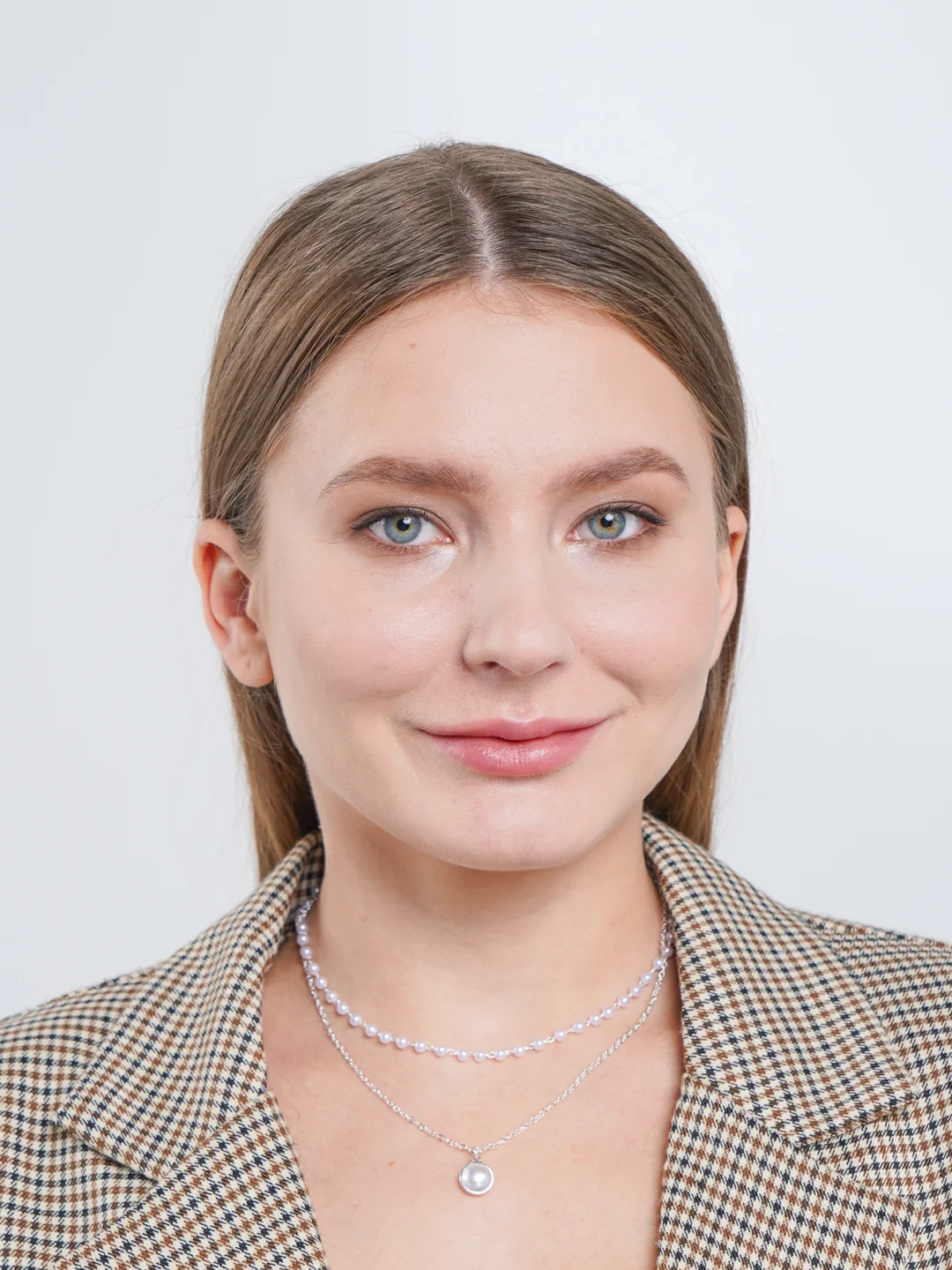 Серебряный женская двойная цепочка с искусственным жемчугом, ожерелье с подвеской