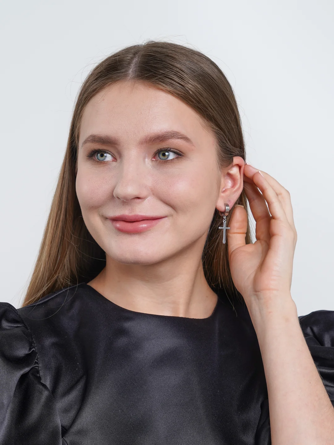 Серебряный серьги кресты