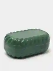 Зеленый мыльница дорожная, закрытая, пластиковая, с крышкой