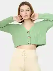 Зеленый кардиган укороченный женский Emilan