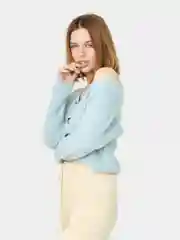 Небесно-голубой кардиган укороченный женский Emilan