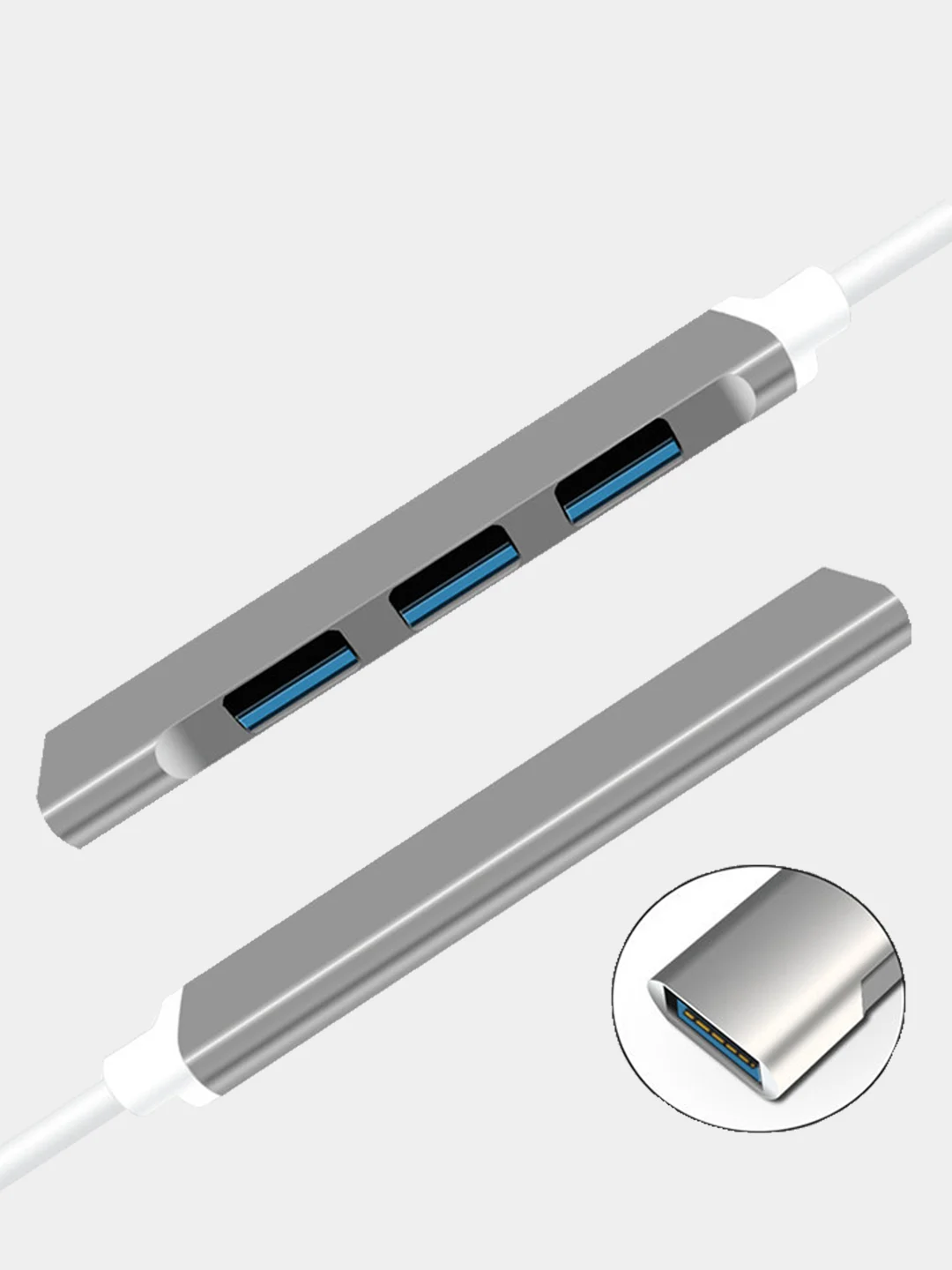 Серебряный usb xаб концентратор USB 3.0 Type-C