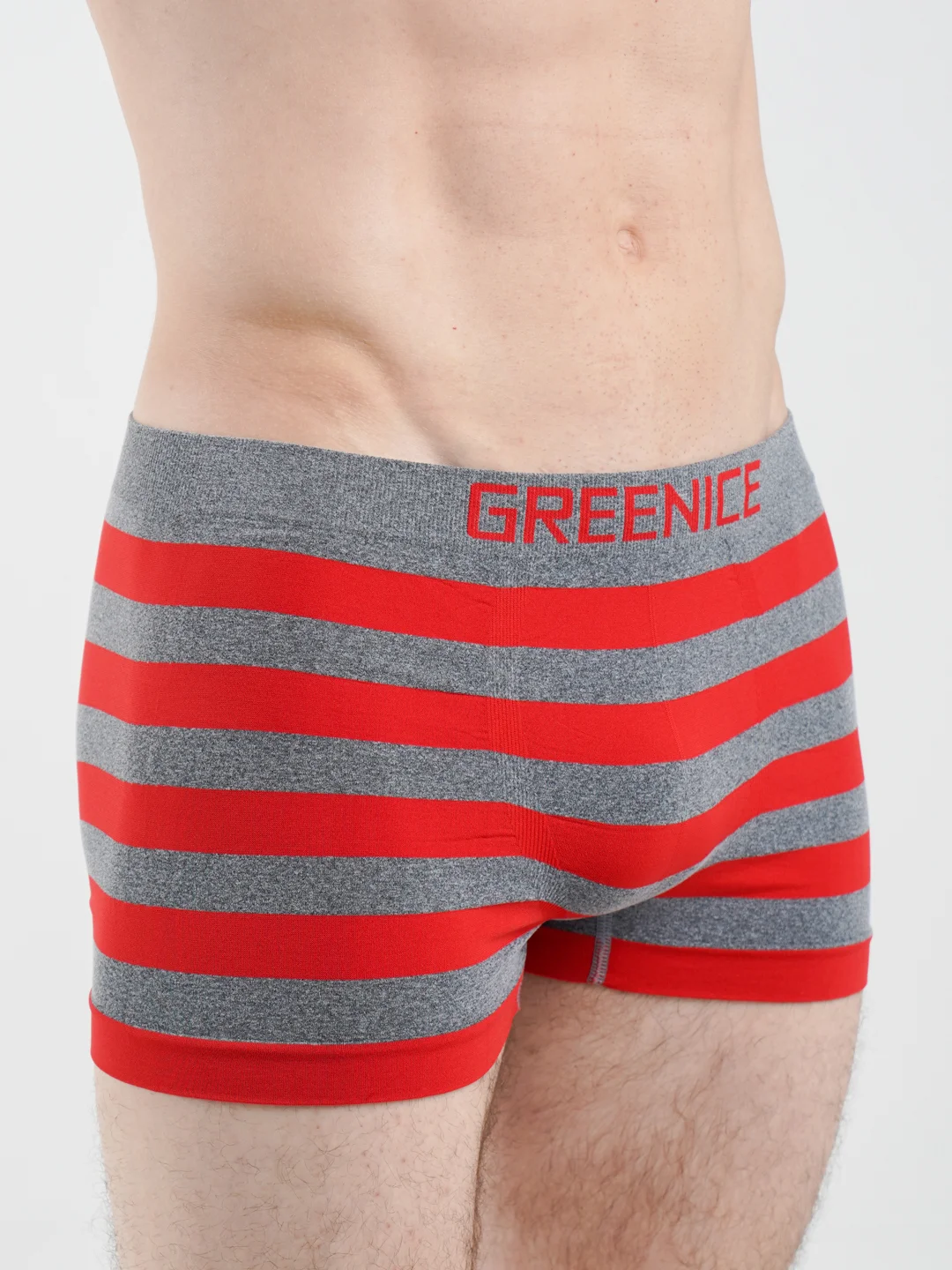 Красный мужские трусы бесшовные в полоску Greenice