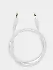 Белый кабель аудио AUX  текстильный круглый тонкий, разъём 3.5 Jack (M) - 3.5 Jack (M)