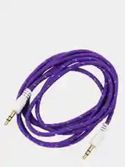 Фиолетовый кабель аудио AUX  текстильный круглый тонкий, разъём 3.5 Jack (M) - 3.5 Jack (M)