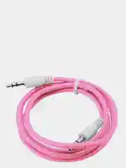 Розовый кабель аудио AUX  текстильный круглый тонкий, разъём 3.5 Jack (M) - 3.5 Jack (M)