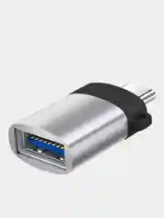 Серебряный адаптер переходник USB Type C на USB 3.0 otg