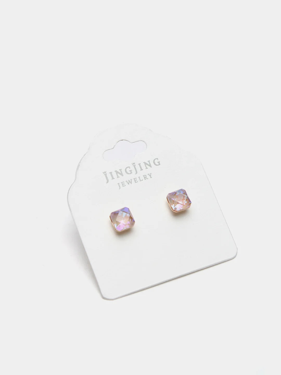 Пудровый серьги-гвоздики Swarovski (квадрат), Xuping