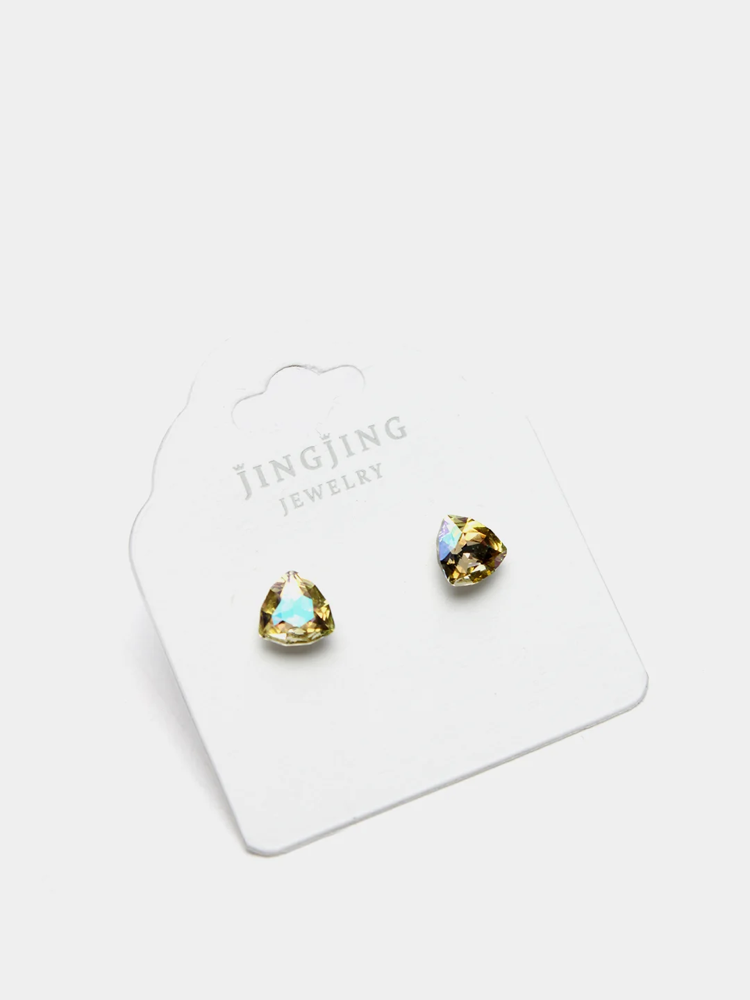 Золотистый хаки серьги-гвоздики Swarovski (треугольник), Xuping