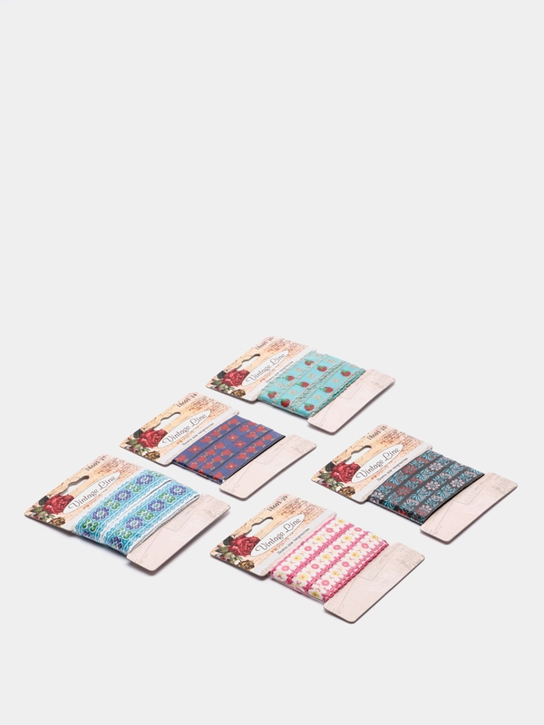 Набор декоративных лент Vintage Line: цветы, птенчики и ягоды, 5 штук