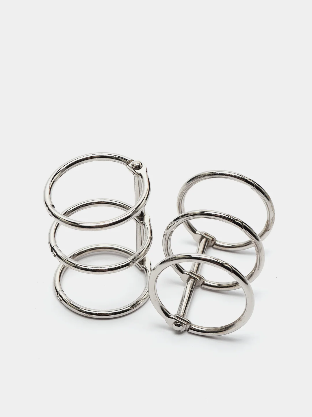 Серебряный кольцевые механизмы 2шт,  боковой, 3 кольца, диаметр 2,5см