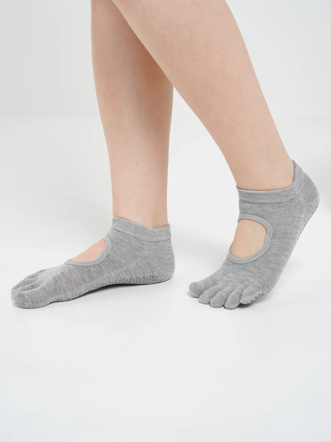 Серый носки короткие спортивные для йоги non slip противоскользящие