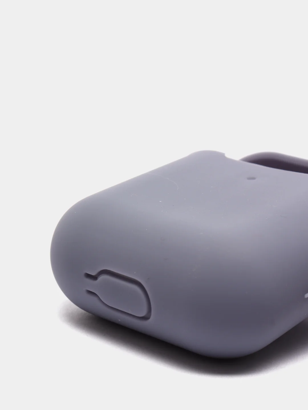 Серый силиконовый чехол с карабином для наушников AirPods 1, 2