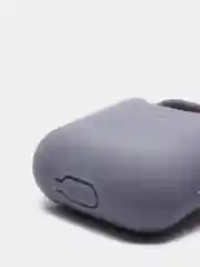 Серый силиконовый чехол с карабином для наушников AirPods 1, 2