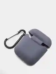 Серый силиконовый чехол с карабином для наушников AirPods 1, 2