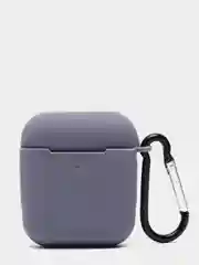 Серый силиконовый чехол с карабином для наушников AirPods 1, 2