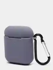 Серый силиконовый чехол с карабином для наушников AirPods 1, 2