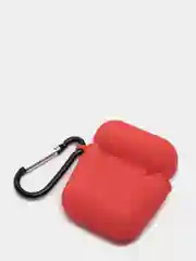 Красный силиконовый чехол с карабином для наушников AirPods 1, 2