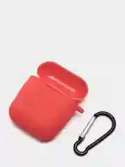 Красный силиконовый чехол с карабином для наушников AirPods 1, 2
