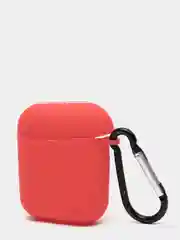 Красный силиконовый чехол с карабином для наушников AirPods 1, 2