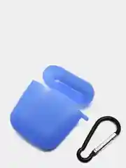 Синий силиконовый чехол с карабином для наушников AirPods 1, 2