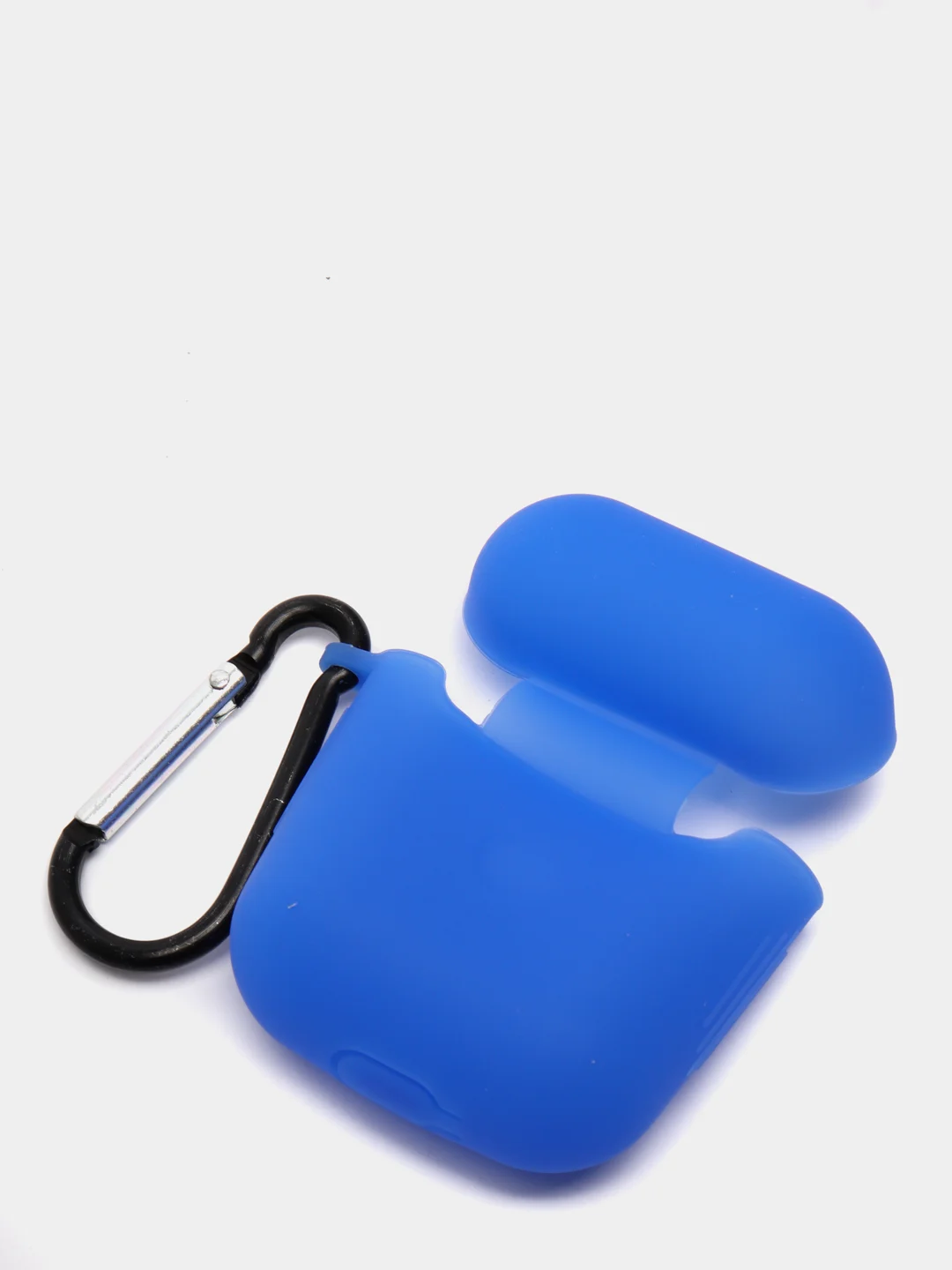 Синий силиконовый чехол с карабином для наушников AirPods 1, 2