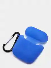 Синий силиконовый чехол с карабином для наушников AirPods 1, 2