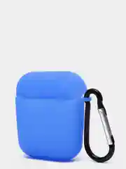 Синий силиконовый чехол с карабином для наушников AirPods 1, 2