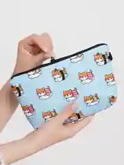 Синий меланж женская косметичка с милыми собачками корги