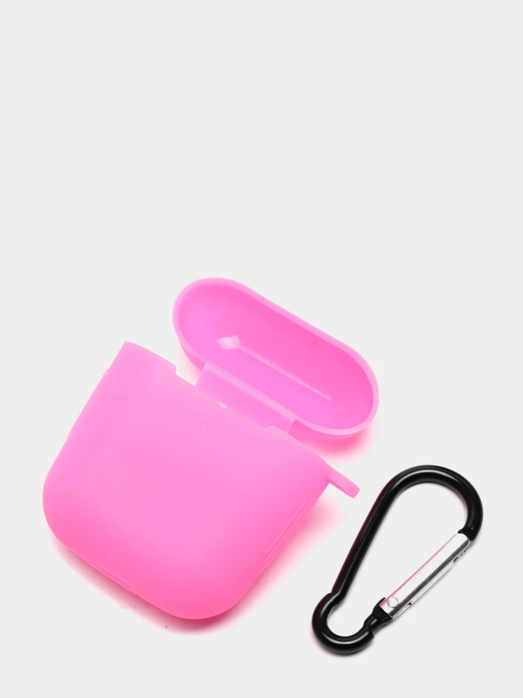 Розовый силиконовый чехол с карабином для наушников AirPods 1, 2