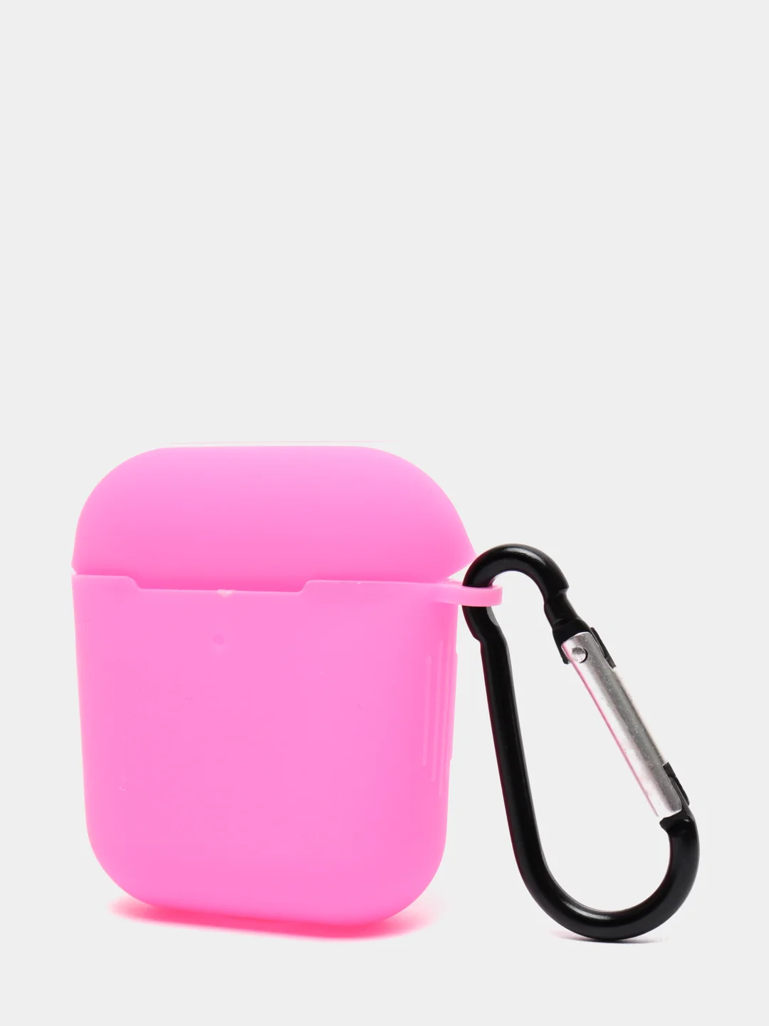 Розовый силиконовый чехол с карабином для наушников AirPods 1, 2