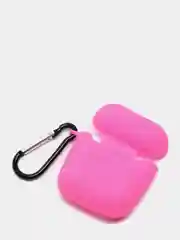 Розовый силиконовый чехол с карабином для наушников AirPods 1, 2