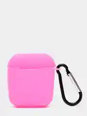 Розовый силиконовый чехол с карабином для наушников AirPods 1, 2