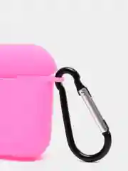 Розовый силиконовый чехол с карабином для наушников AirPods 1, 2