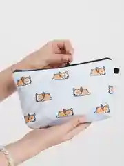 Небесно-голубой женская косметичка с милыми собачками корги