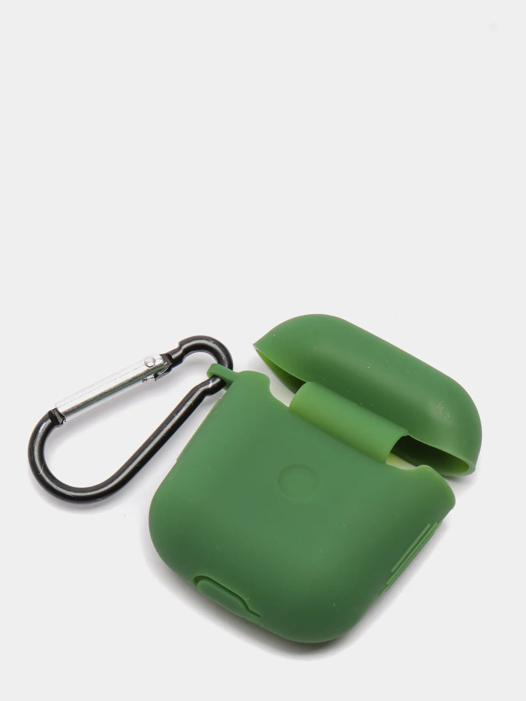 Зеленый силиконовый чехол с карабином для наушников AirPods 1, 2