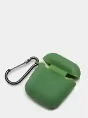 Зеленый силиконовый чехол с карабином для наушников AirPods 1, 2