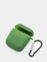 Зеленый силиконовый чехол с карабином для наушников AirPods 1, 2