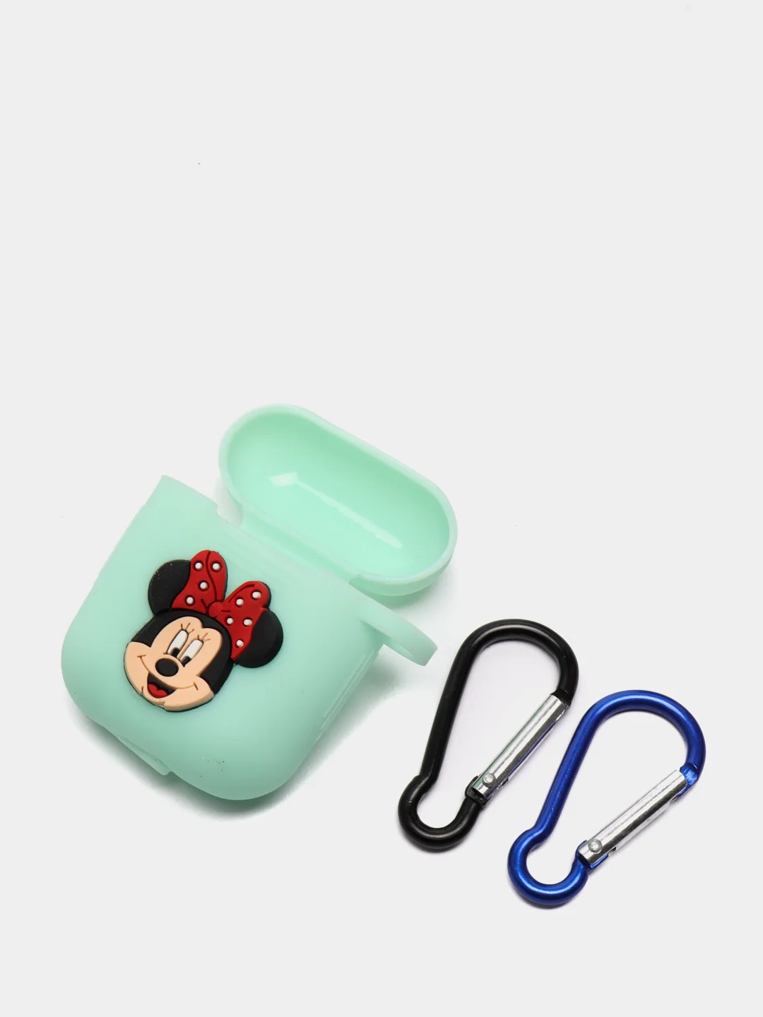 Голубой чехол силиконовый для AirPods 2 Корпорация монстров, Бэтмен, Утенок, Минни Маус, карабином