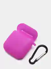 Фуксия силиконовый чехол с карабином для наушников AirPods 1, 2