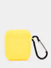Лимонный силиконовый чехол с карабином для наушников AirPods 1, 2