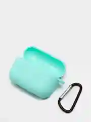 Бирюзовый силиконовый чехол с карабином для наушников AirPods 1, 2