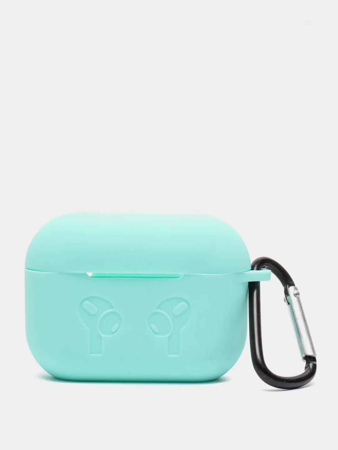 Белый силиконовый чехол с карабином для наушников AirPods 1, 2