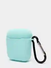Голубой силиконовый чехол с карабином для наушников AirPods 1, 2